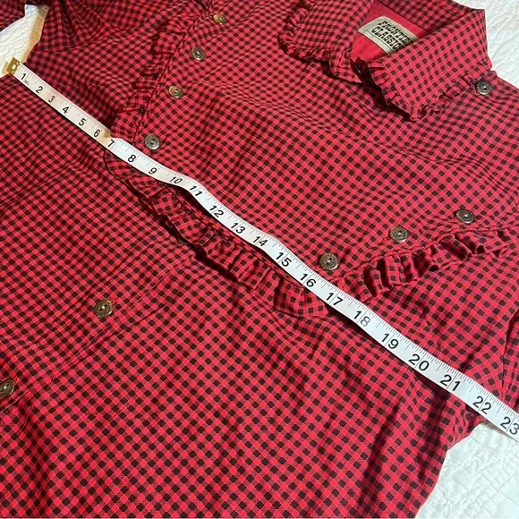Frontier Classics Red Gingham Ruffle Bib Blouse – Size L Western Victorian Style - Picture 9 of 10